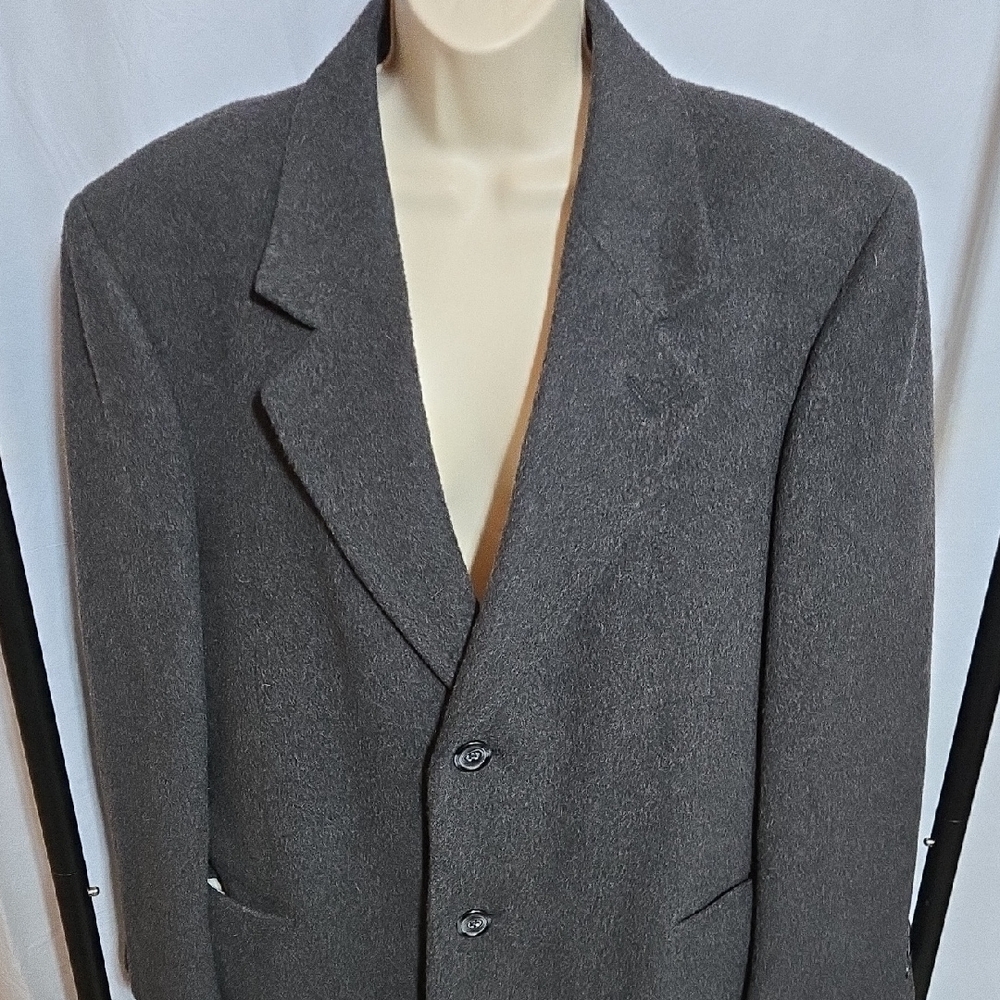 Men's Nino Cerruti Rue Royale Black Wool/Cashmere Overcoat - 42Reg